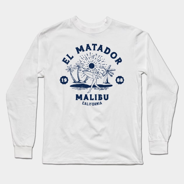 Vintage El Matador Beach Surfing // Retro California Beach Malibu 1988 Long Sleeve T-Shirt by Now Boarding